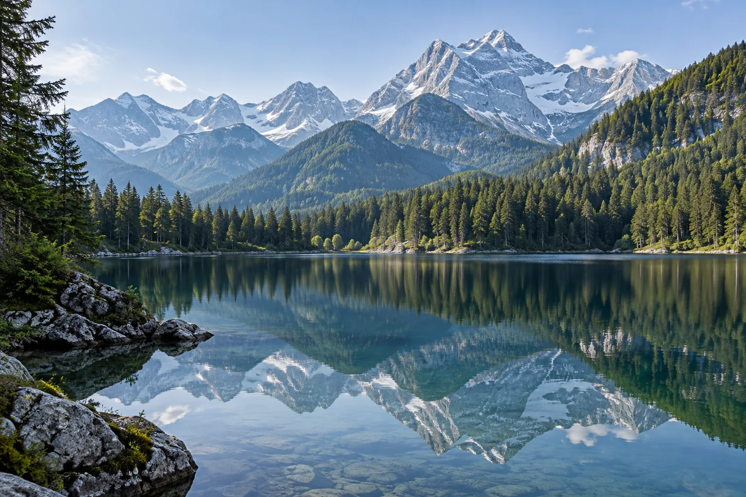 Symbolbild einer bayerischen Berglandschaft an einem klaren See